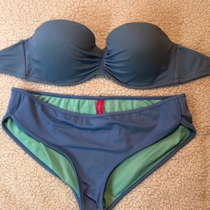 Blue Victoria secret strapless bikini